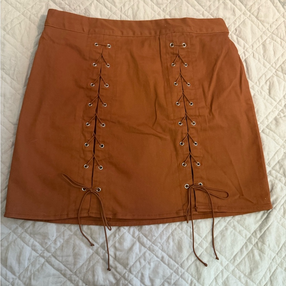 Wild Fable Brown Pencil Mini Skirt with Tie Front